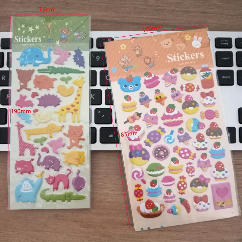 

1pack/lot Cute Cartoon Stickers Puffy Bubble Fruits Animals PVC Sticker 3D Whales Cat Scrapbooking Sticker Decoration Labels