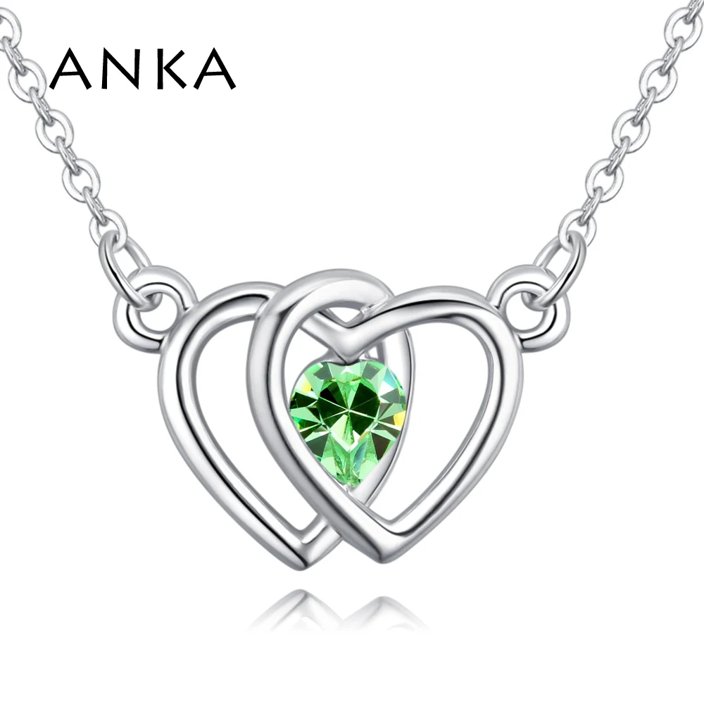 

ANKA Fashion Double Heart Crystal Pendants Necklace Male Necklaces For Great Woman Jewelry Crystals from Austria #130739
