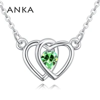 anka fashion double heart crystal pendants necklace male necklaces for great woman jewelry crystals from austria 130739