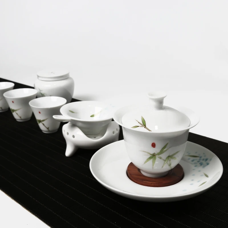 200 мл японский белый фарфор Ручная роспись бамбук Gaiwan керамический чайный набор