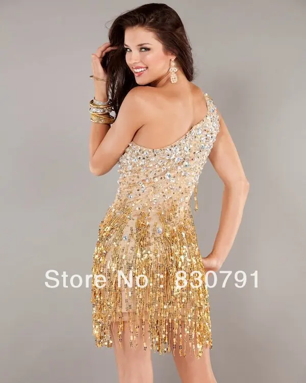 Champagne/Gold Bridal Wedding Straps Cocktail Short Sequins and Crystal Dress !! | Свадьбы и торжества