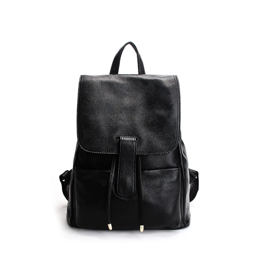 Рюкзак из натуральной кожи с крючками для женщин и мужчин модный минималистичный