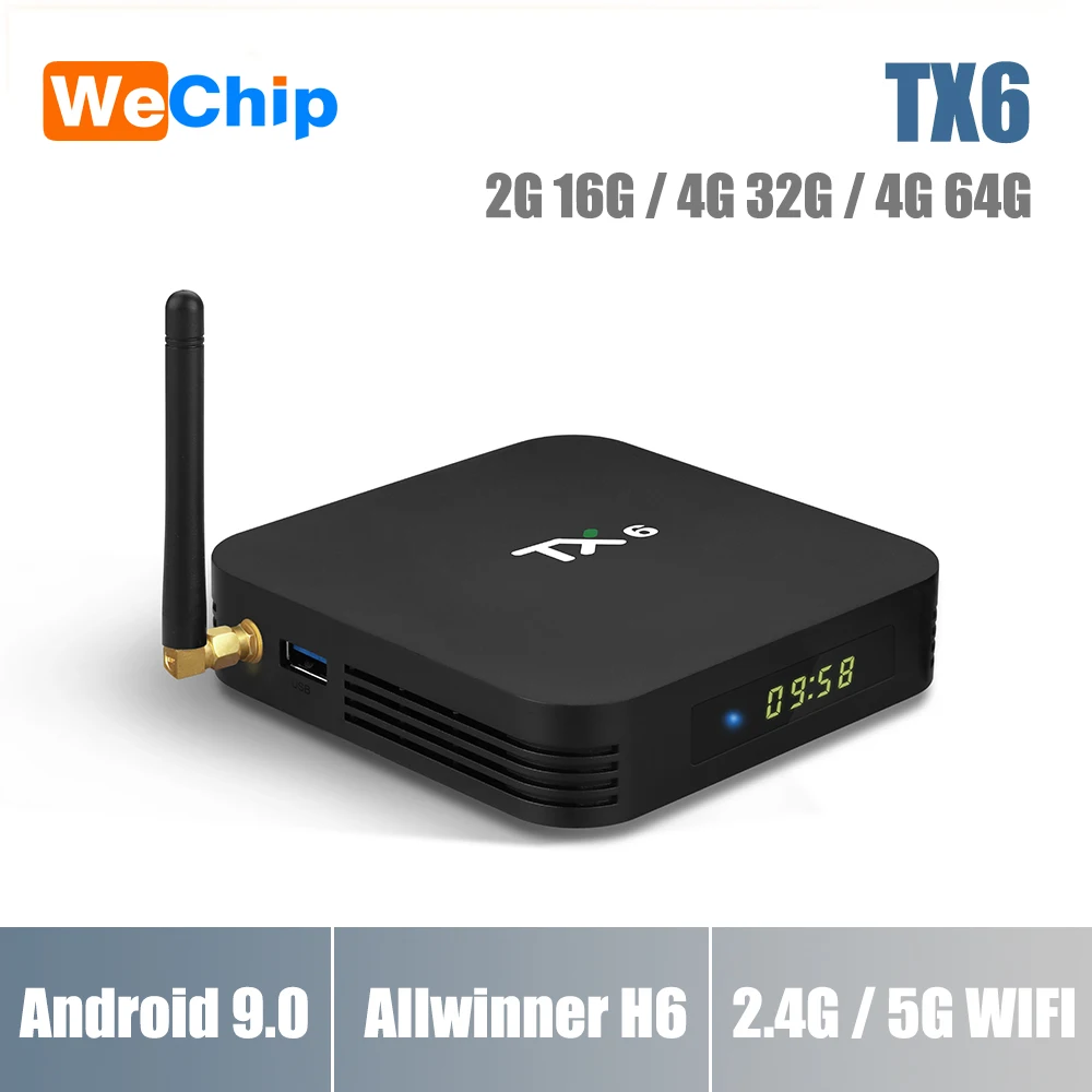Wechip TX6 ТВ коробка 4G 32G Смарт Камера Allwinner H6 Android 7 0 H.265 4K x 2K 2 + 5G Wi Fi мини ПК