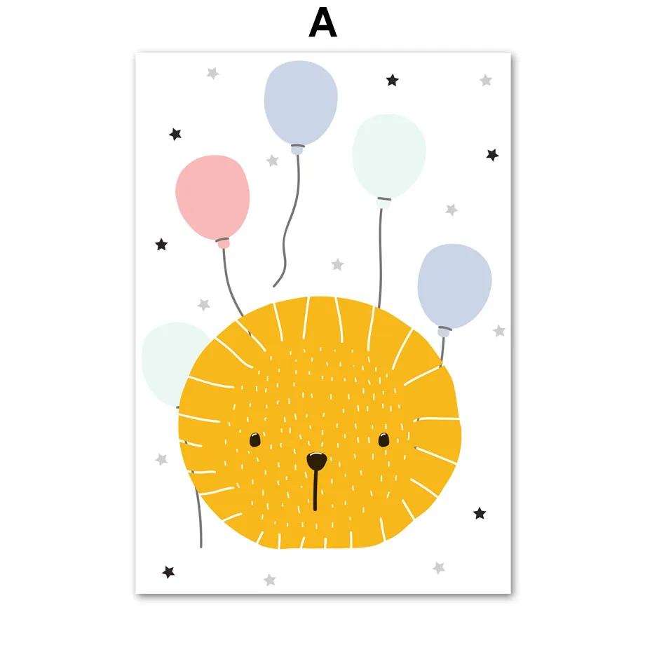 Постер и принты в скандинавском стиле мультяшный медведь кролик коала Радужный
