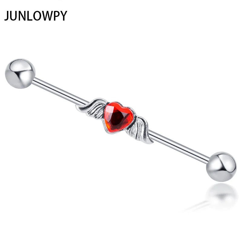JUNLOWPY пирсинг наборы хрящ траг серьги спираль для женщин розовое сердце луна