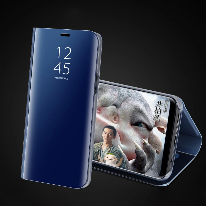 360 Роскошные Зеркало Смарт Флип Clear View чехол для samsung galary S9 S9Plus плакировкой