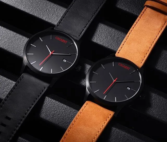 

Men Watches Luxury Brands reloj hombre Men leather date business quartz watches montre Waterproof Male Clock