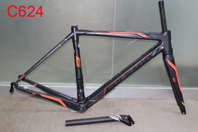 C624 Черная картина белый Colnago C60 дорожный велосипед рама красное углеродное волокно велосипедная Рама+ подседельный штырь+ вилка+ зажим+ гарнитура - Цвет: C624