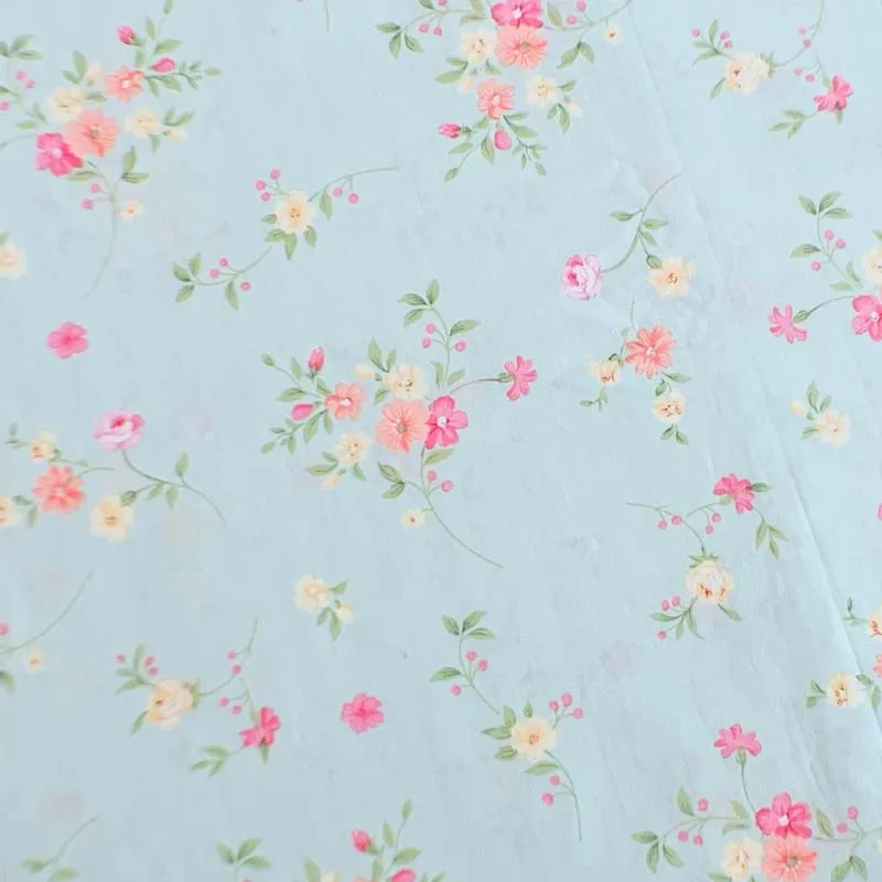 blue flower Хлопок синяя пасторальная красная оранжевая Цветочная розовая роза красная зеленая полоса клетчатая саржевая ткань для самодельного декора одежды ручной работы - Цвет: blue flower