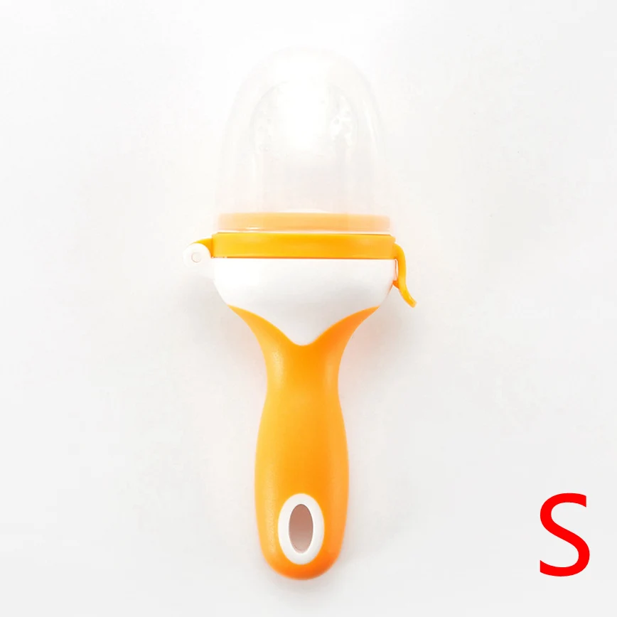 Orange S Детская фруктовая соска для кормления, свежая пищевая кормушка, детские игрушки для прорезывания зубов, силиконовые пакеты для малышей и детей - Цвет: Orange S