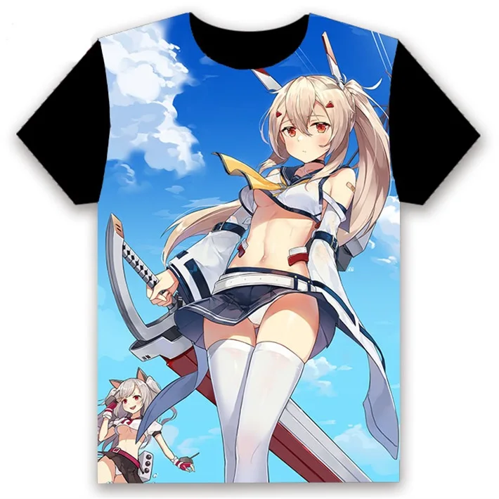 24 Мужская футболка Аниме игры Azur Lane akagi kaga illustrious Printed cosplay с коротким рукавом унисекс черные футболки топы Летняя одежда - Цвет: 24