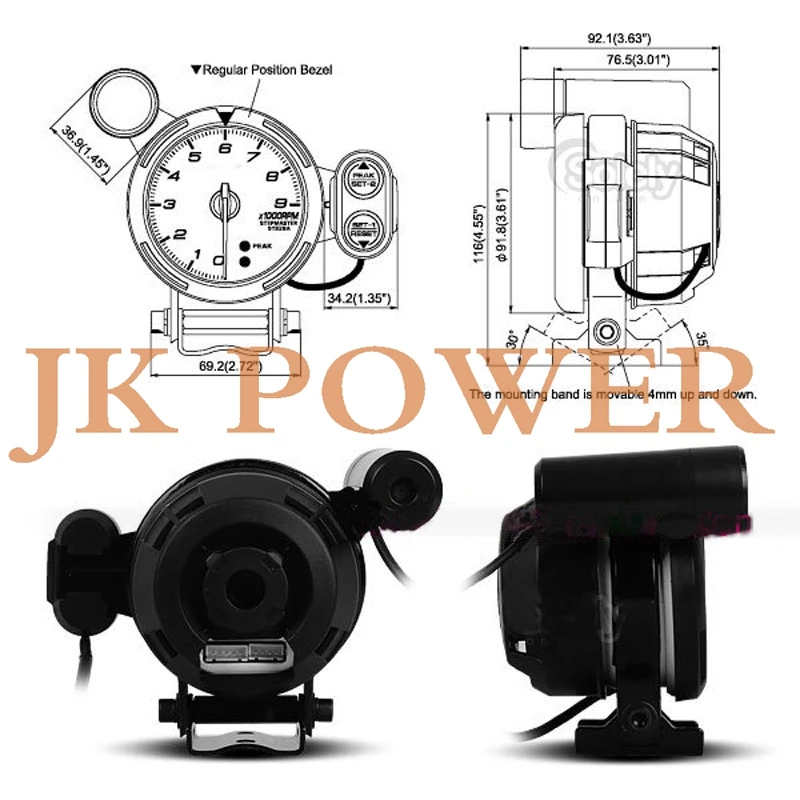 Тахометр JK 80 мм DEFI шаговый двигатель BF Style RPM автоматический датчик синий