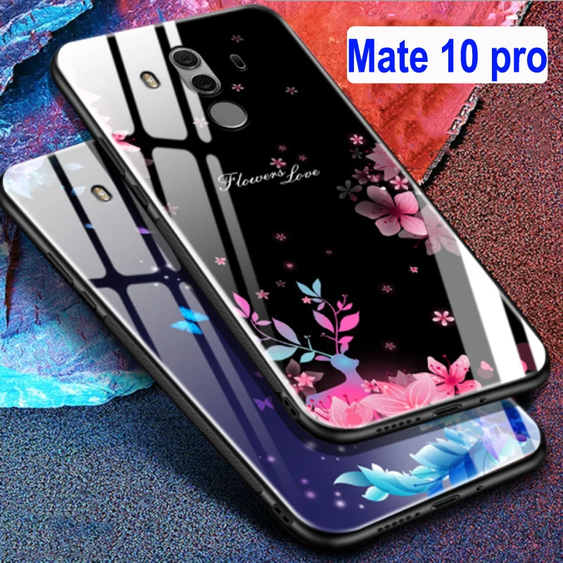 Mate 10pro чехол из закаленного стекла + края ТПУ capa mate задняя крышка для телефона 10 pro