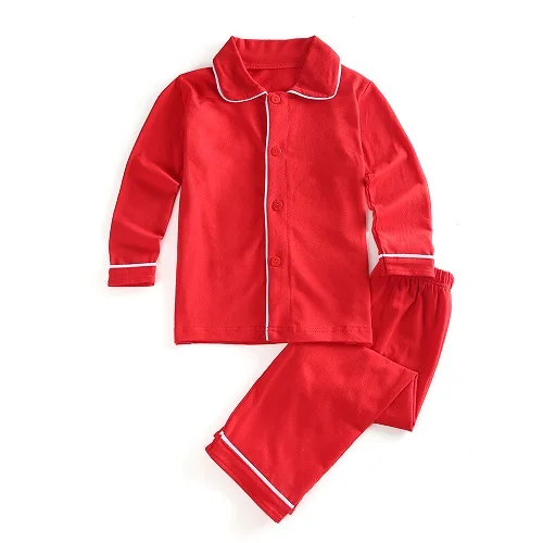 red boys Эксклюзивная детская одежда для мальчиков и девочек, комплект одежды для всей семьи, Рождественский хлопковый пустой наряд с оборками, детские пижамы - Цвет: red boys