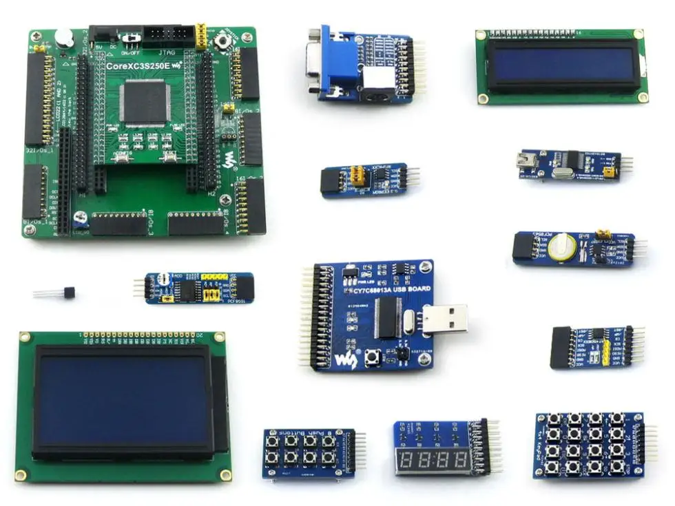 Waveshare XILINX XC3S250E Spartan 3E FPGA макетная плата + LCD1602 LCD12864 12 модулей = Open3S250E упаковка B|board