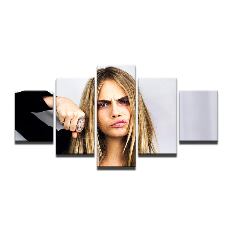 5 шт. Кара Delevingne модель плаката картина Современные домашние картины холст