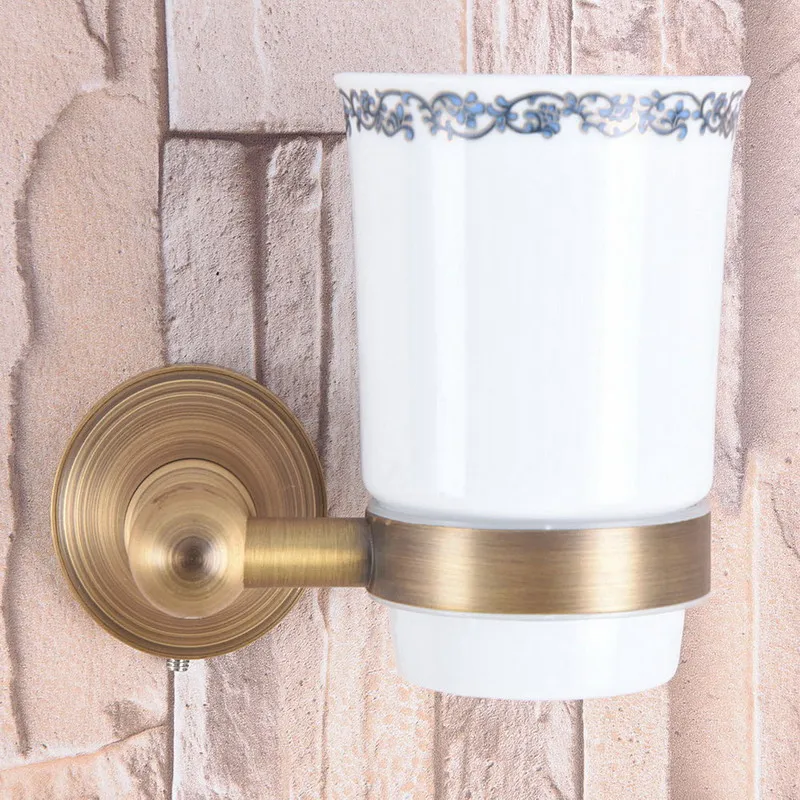 Античная латунь искусственная кожа керамическая чашка с цветком настенные