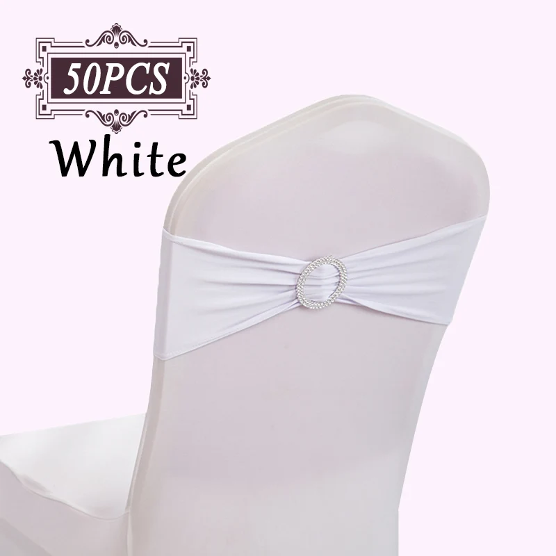 Набор из 50 ленты спандекса на стулья лент с круглой пряжкой для украшения