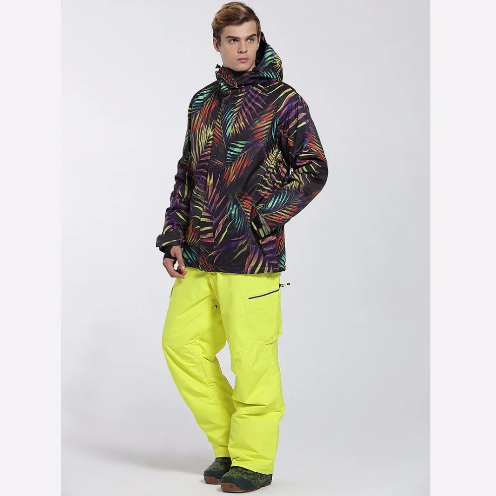 2019 Gsou зимняя мужская лыжная куртка + брюки ветрозащитный водонепроницаемый