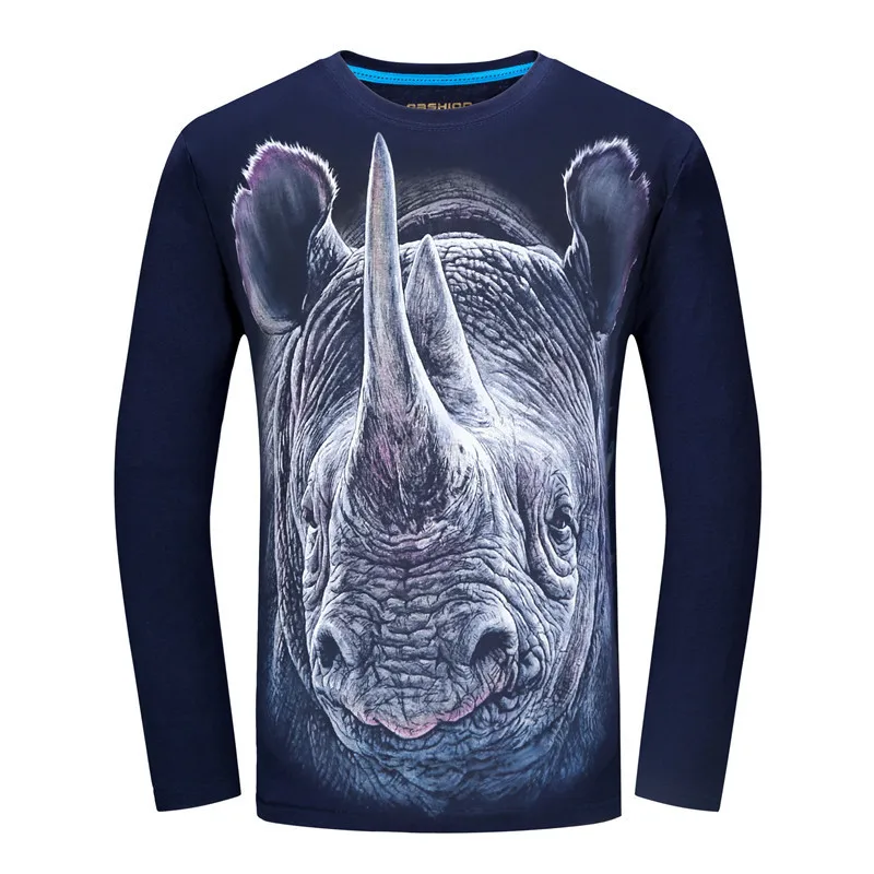2018 Cheapest Fashion Men t-shirt long sleeve cool design 3d funny t shirt homme Wolf Printed casual top Plus Size 6XL wholesale