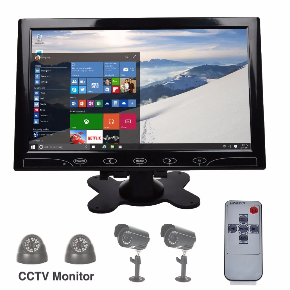 10.1 ''TFT ЖК-дисплей Цвет ультратонких 2 видео Вход ПК аудио-видео Дисплей VGA/HDMI/AV