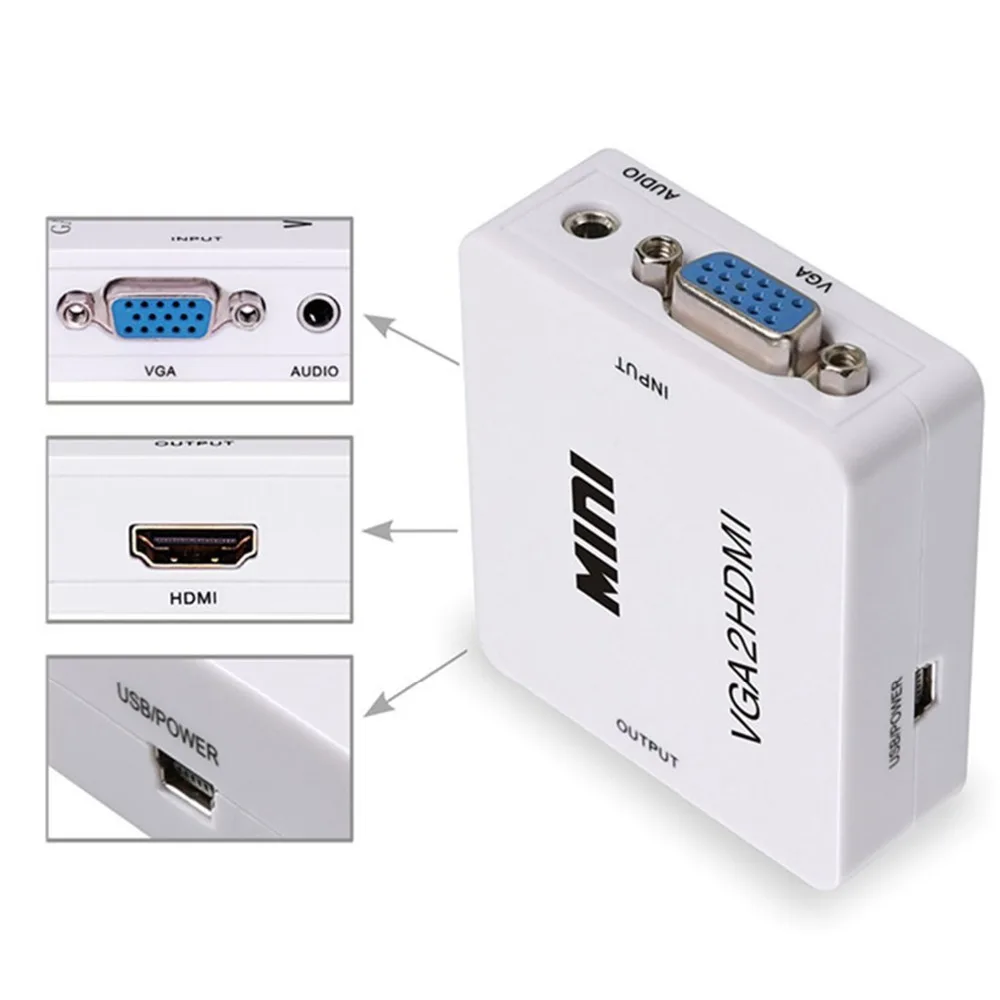 Мини 1080P VGA в HDMI конвертер VGA2HDMI конвертер разъем с аудио для ПК ноутбука к HDTV проектору