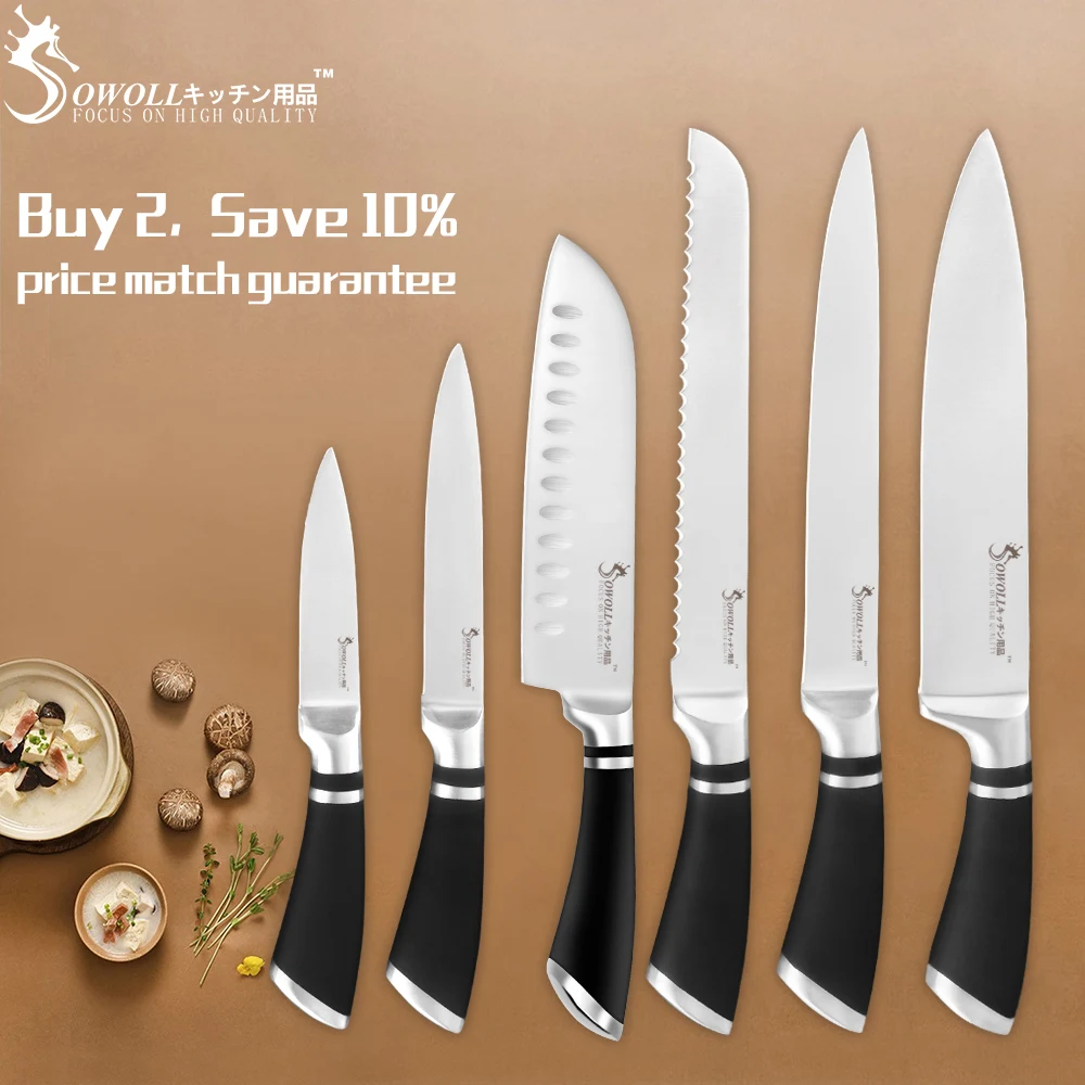 SOWOLL Cutlery Set Kitchen Knives 3cr13 Stainless Steel Paring Utility Santoku Bread Slicing Chef Knife Cooking Accessory | Дом и сад
