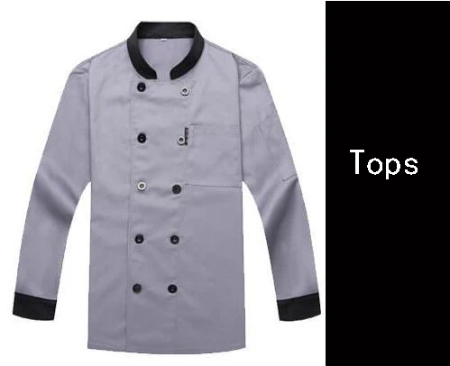 just tops grey Новая куртка шеф-повара гостиницы, ресторана рабочая одежда двубортная Мужская кухня шеф-повара Униформа повара одежда еда услуги пальто 89 - Цвет: just tops grey