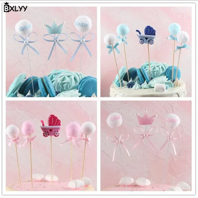 

BXLYY 2020 New Pink Children Baby Cake Decoration Flags Children's Birthday Party Decoration Easter Party Decoration Supplies 7z