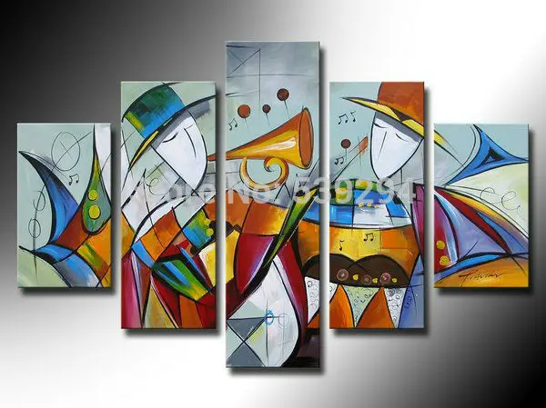 Free shipping Abstract oil painting home decoration picture wall frame art paintings for living room 5pcs/set Frameless dra | Дом и сад