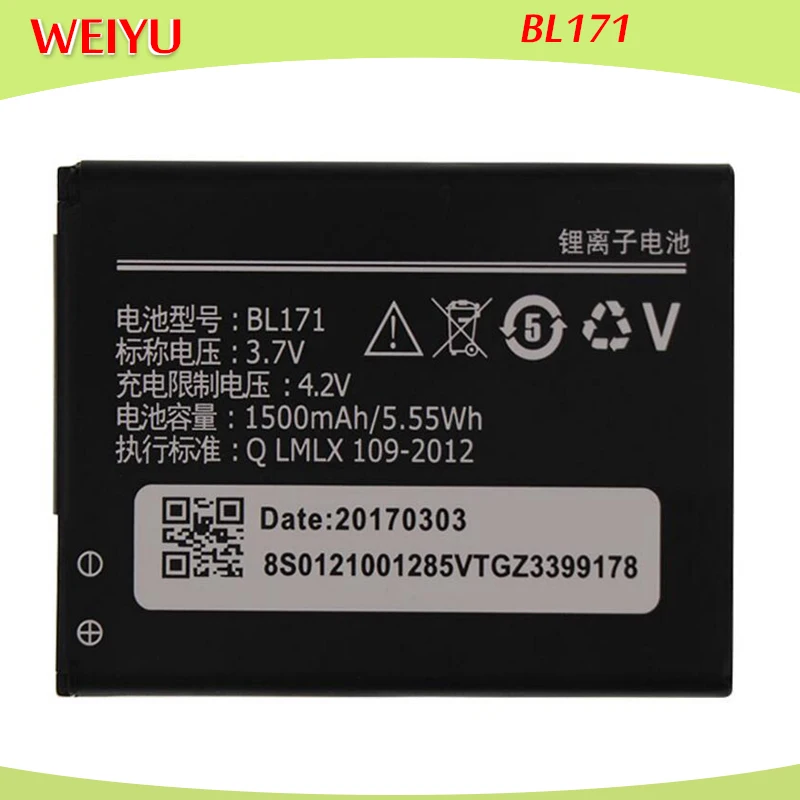 Аккумулятор BL171 на 1500 мАч для Lenovo A356 A368 A390 A376 A370E A500 A60 A65 A319 сменные батареи