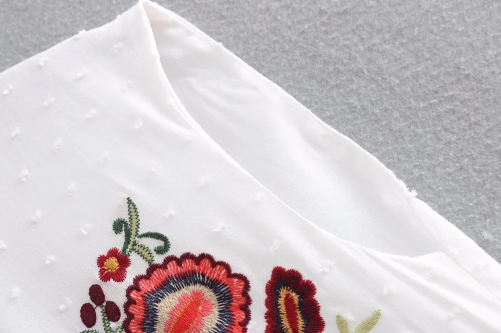 JOJX Белый рукавов boho длинное платье 2018 Винтаж цветочной вышивкой Повседневное