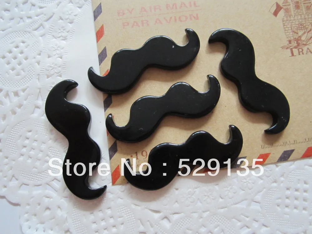 

10pcs Resin Black Moustache, Resin Flat back Cabochon for Phone Decoration DIY (42*14mm)