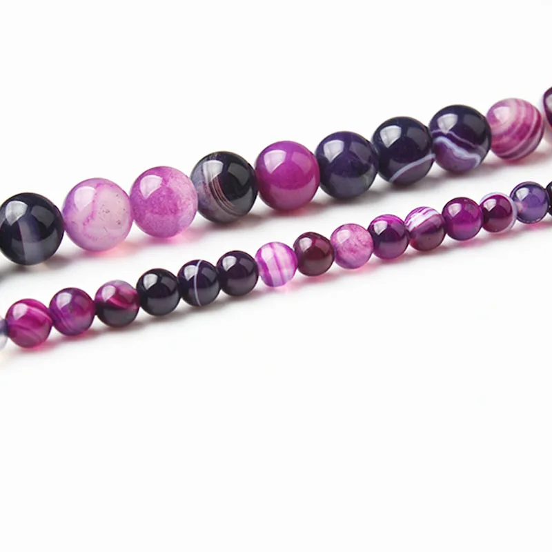 

LanLi Fashion Natural Jewelry Purple/Colour Stripe Stones Loose Beads 6/8/10/12MM Suitable For DIY Female Bracelet Making