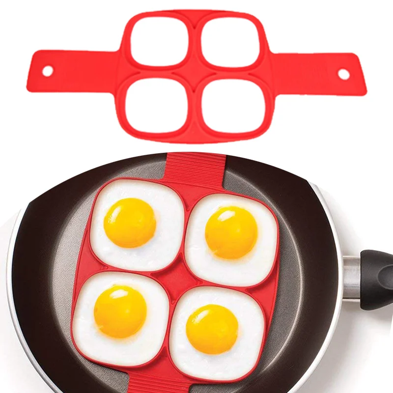 4Holes Round/Square/Heart/Flower Shaped Silicone Pancake Maker DIY Egg Ring Nonstick Omelette Mold Bakeware Tools | Дом и сад