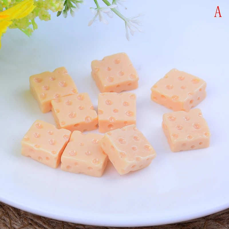 10 шт. Милые 3D моделирование сыра смолы миниатюрные продукты питания DIY