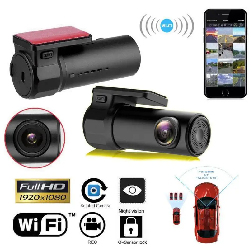 Автомобильный видеорегистратор 170 градусов HD Mini 1080P Wifi ночное видение g-датчик WDR