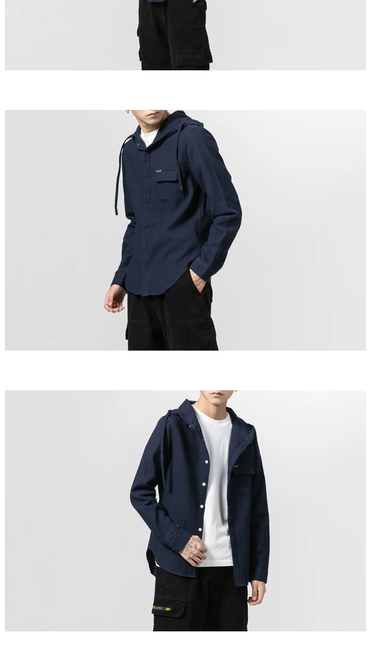Sinicism Store мужские однотонные рубашки с капюшоном мужская хлопковая белая рубашка с длинным рукавом мужская Корейская Повседневная Осенняя винтажная одежда на пуговицах
