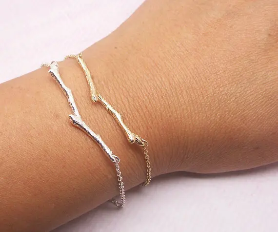 Simple Tree Branch Bracelet Nature Woodland Olive Bar Twig Botanical Garden Plant Limb Bracelets jewelry | Украшения и аксессуары