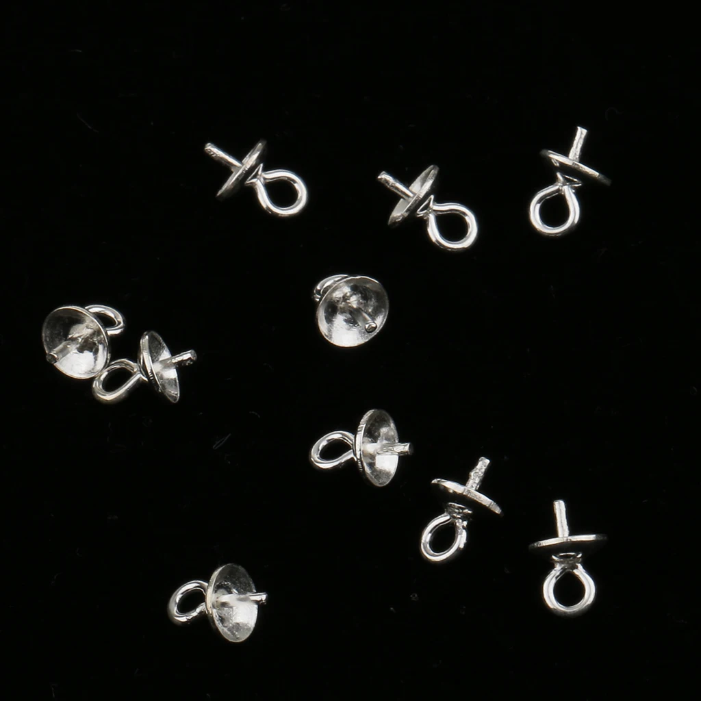 20 Pieces 925 Sterling Pendant Clasp Pearl Bail Pins Half Drilled Jewelry Making Connector for Pendants 4mm 5mm | Украшения и