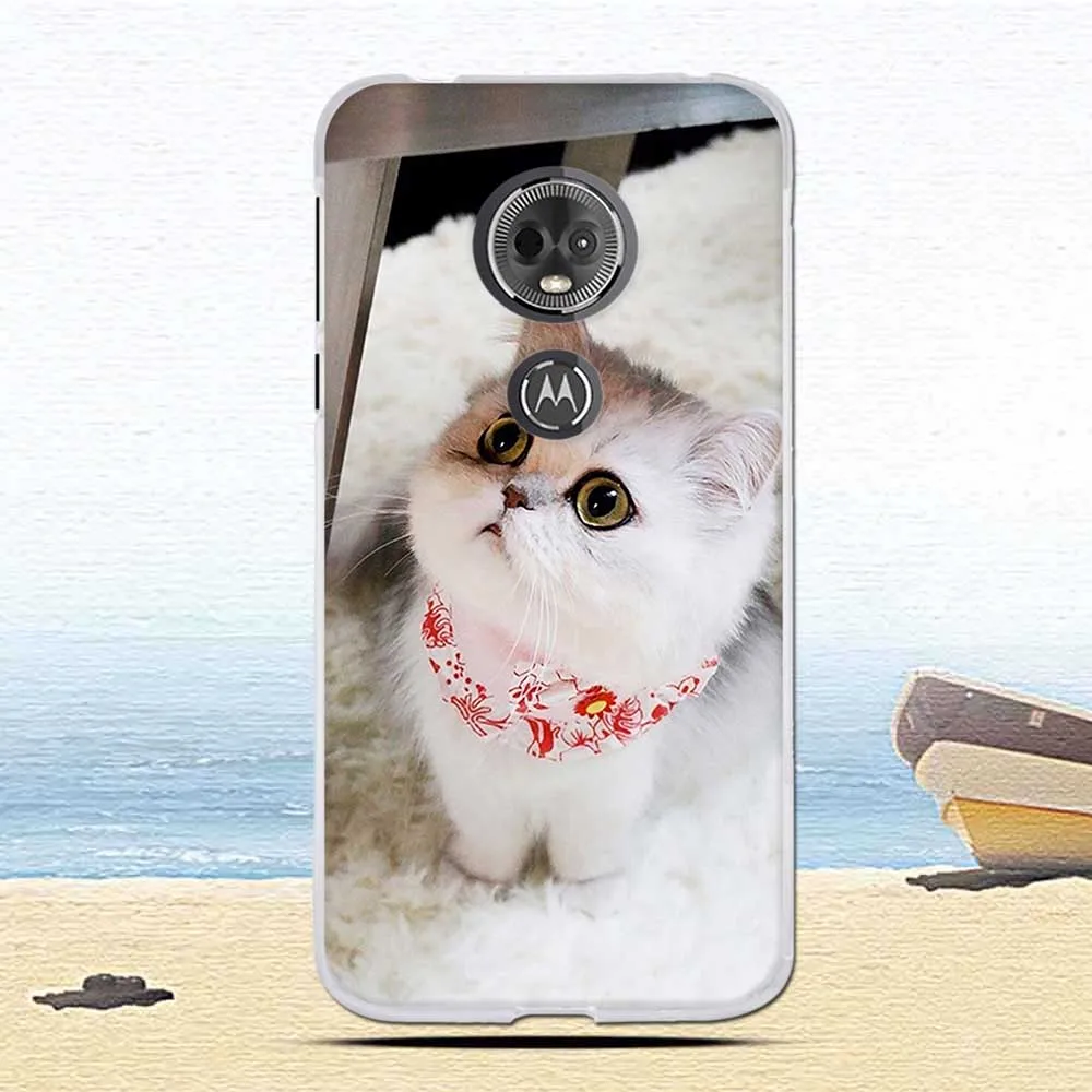 Модный мягкий чехол из ТПУ с рисунком кота для Motorola Moto E5 E (5-го поколения) чехлы