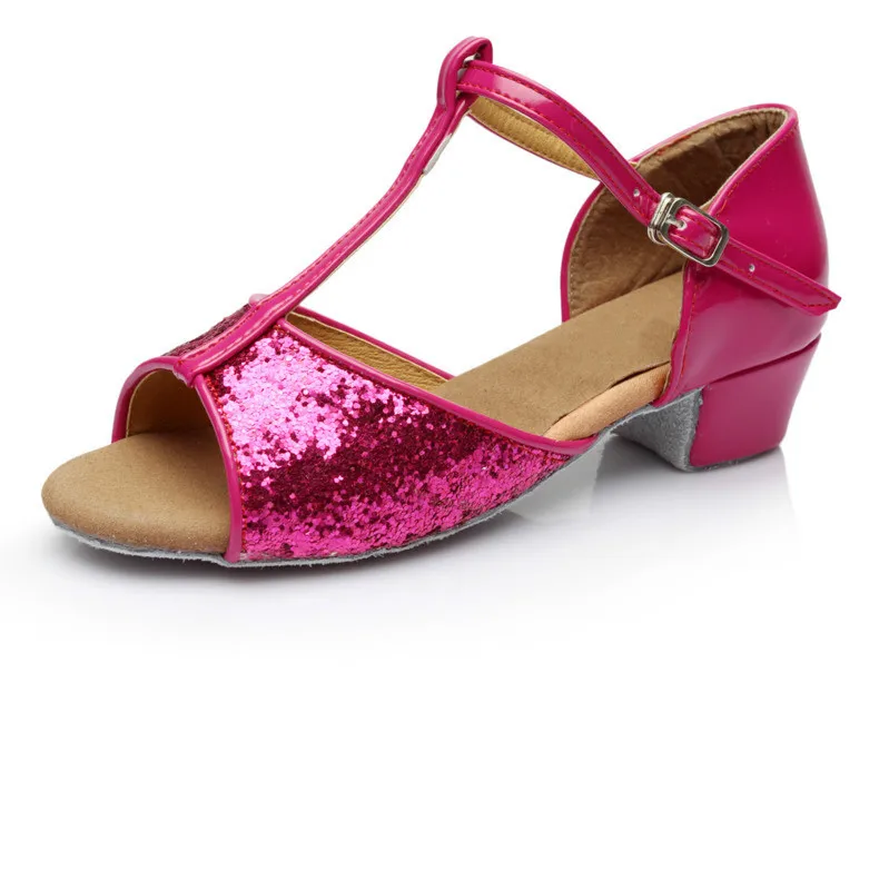 Женская обувь для девочек Детская на низком каблуке бальных танцев танго сальсы