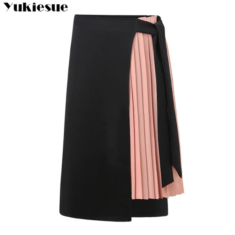 Высокая талия Женская юбка Юбки мода 2019 Асимметричная женская s плиссированная