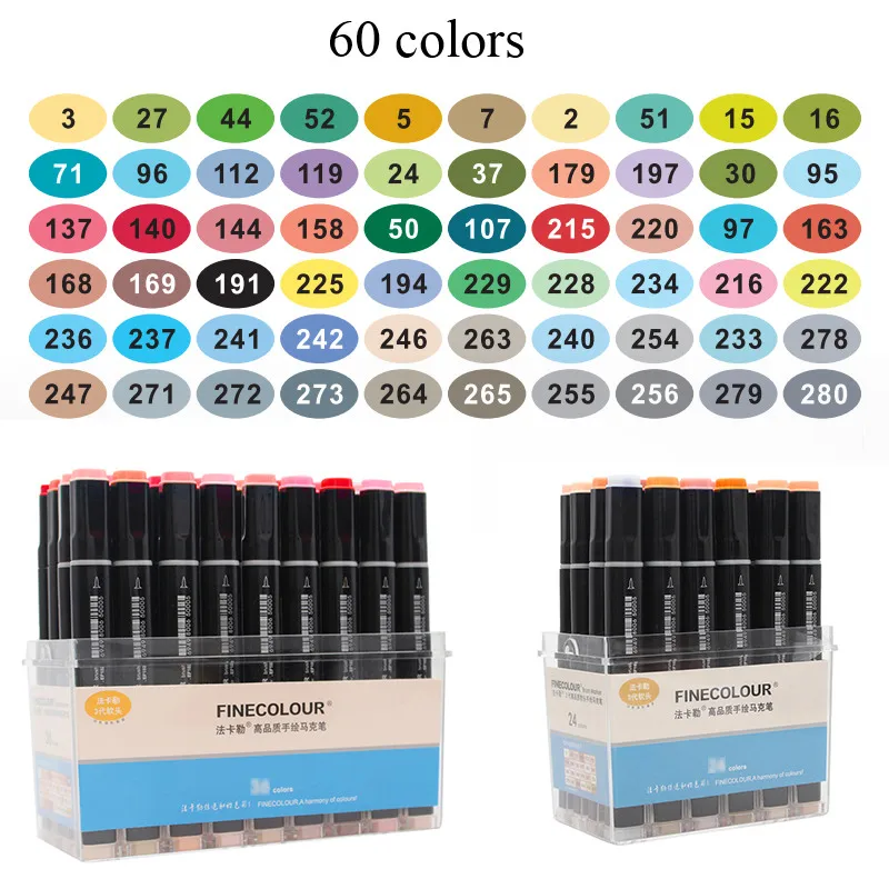 60 Standard Set Finecolour EF102 двуглавая мягкая кисть набросок маркер ручка манга Профессиональный рисунок канцелярские товары художественные маркеры - Цвет: 60 Standard Set
