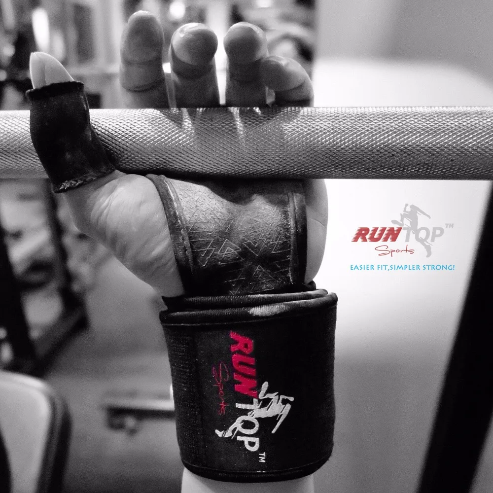 RUNTOP Crossfit WODS хват тренировочный перчатки 1" повязка на запястье поддержка тяжелой атлетики Powerlifting тренировки фитнес тренажерный зал рука ладонь