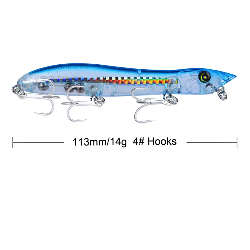 3 1pcs Topwater Snake Head Popper Fishing Lure 113mm 14g Plastic Hard Baits Lure Fishing Iscas Artificial Para Pesca - Цвет: 3