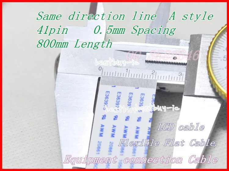 

0.5mm Spacing +800mm Length +41Pin A / same direction line Soft wire FFC Flexible Flat Cable. 41P*0.5A*800MM