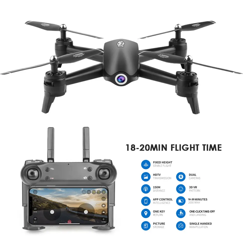 S165 Радиоуправляемый Дрон 2 4 ГГц WIFI FPV HD 720P 18 минут Безголовый режим полета RC