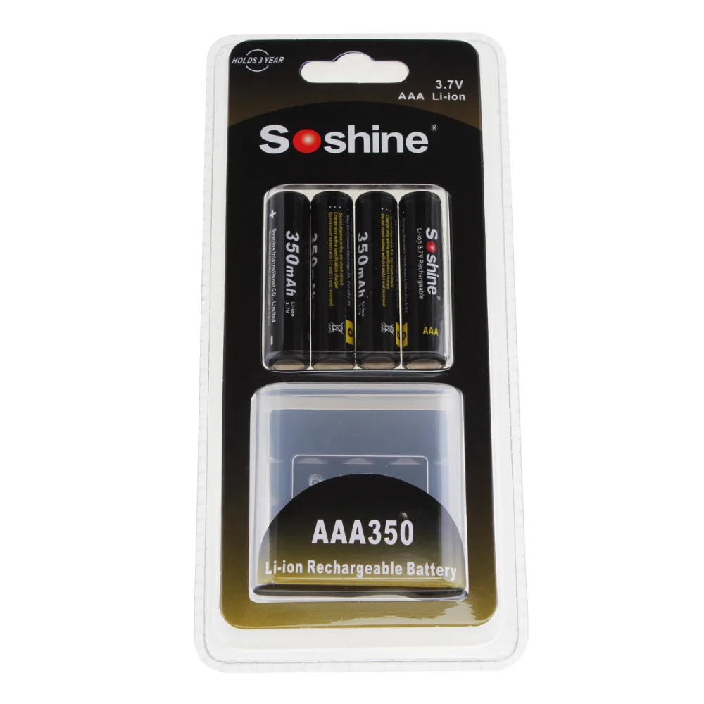4 предмета в комплекте Soshine 3 7 V 350mAh 10440 AAA литий ионная литиевая батарея +