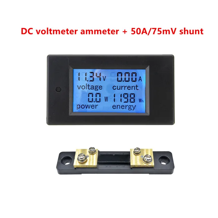 50A meter add shunt DC 6,5-100 в 0-20A/50A ЖК-цифровой DC ваттметр Вольтметр Амперметр 4 в 1 DC Напряжение Ток Мощность ватт счетчик энергии тестер шунта - Цвет: 50A meter add shunt
